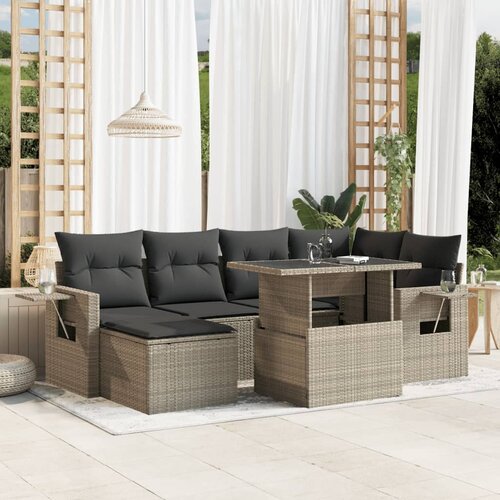 VidaXL 7-dijelni set vrtnih sofa svjetlosivi od poliratana Slike