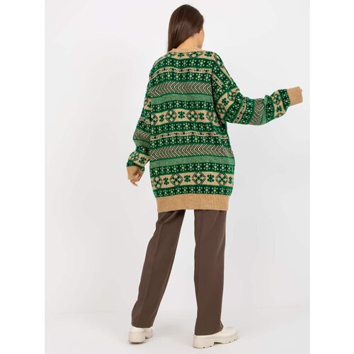 Fashion Hunters Green and camel warm oversize cardigan Slike