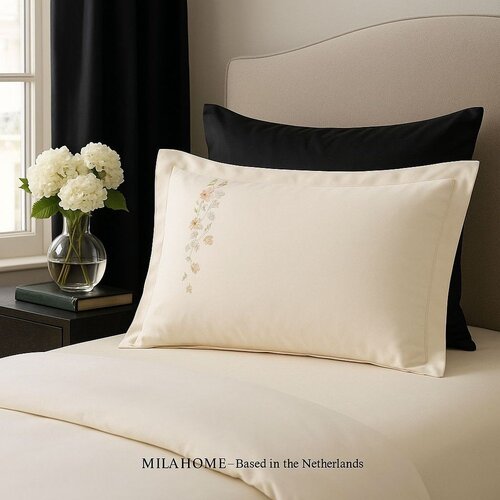Mila Home Luxury Krem posteljina za krevet za jednu osobu od pamučnog satena s uključenom plahtom/6-dijelna 140x200 cm Maison Bloom &amp;ndash; Slike