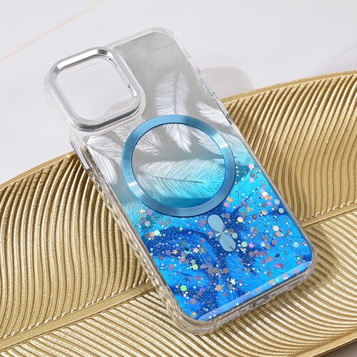  Torbica Magsafe Glitter za iPhone 12 6.1 tamno plava Cene