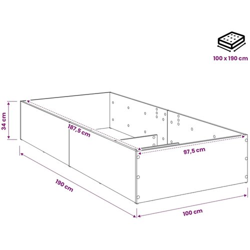  Okvir za podesivu bazu kreveta Betonska siva 100 x 190 cm - Betonska siva 100 x 190 cm Samo okvir kreveta Slike