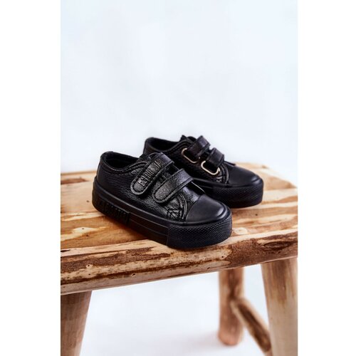 Big Star Children's Leather Sneakers With Velcro BIG STAR KK374090 Black Slike