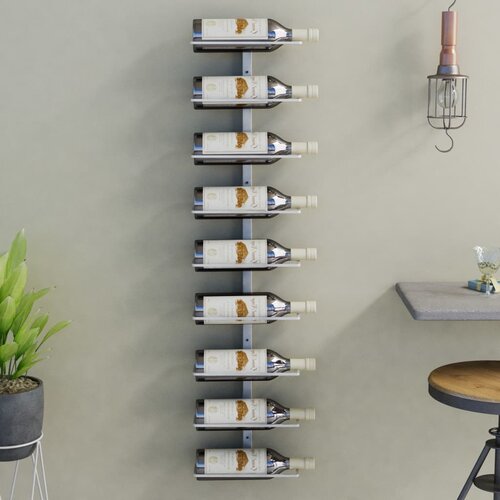 VidaXL Zidni stalak za vino za 9 boca bijeli željezni Slike