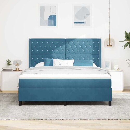 Box spring krevet s madracem Plava 180 x 200 cm Bar&amp;scaron;un - Tamno plava 180 x 200 cm Kristal s dugmadima Slike