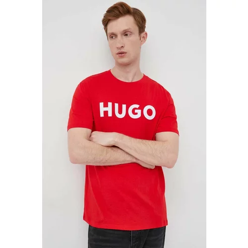 Hugo Bombažna kratka majica rdeča barva