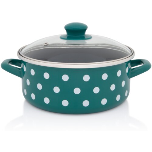 Metalac plitka šerpa BELE TUFNE NA ZELENOM 22cm/3,5lit Cene