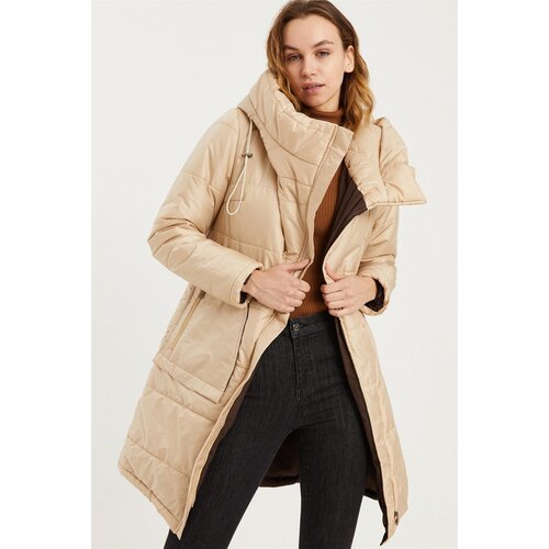 Dewberry Z6652 WOMEN&amp;#039;S COAT-BEIGE Slike