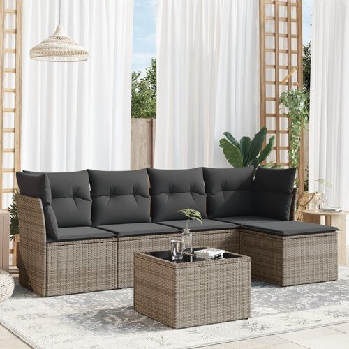 vidaXL 6-dijelni set vrtnih sofa od poliratana s jastucima sivi Cijene