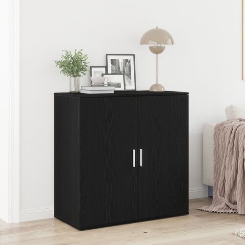 vidaXL Stranski bife Črni hrast 79x38x80 cm Inženirski les Cene
