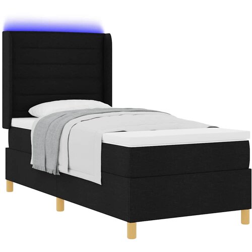  Krevet s opruga kutije s LED trakama Crna 100 x 200 cm tkanina Slike