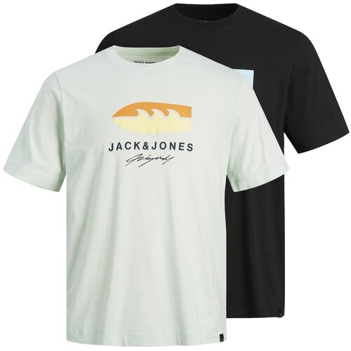 Jack &amp;amp; Jones Majica &amp;#039;TULUM&amp;#039; svetlo rumena / pastelno zelena / črna / bela Slike