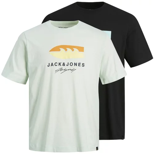 Jack & Jones Majica 'TULUM' svetlo rumena / pastelno zelena / črna / bela