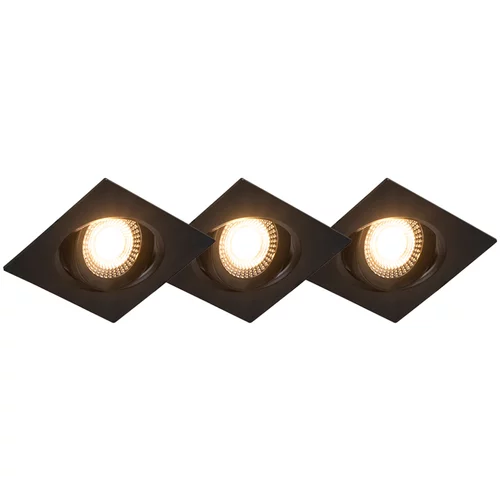 QAZQA Komplet 3 vgradnih reflektorjev črne barve vključno z LED 3-stopenjsko zatemnitvijo - Miu
