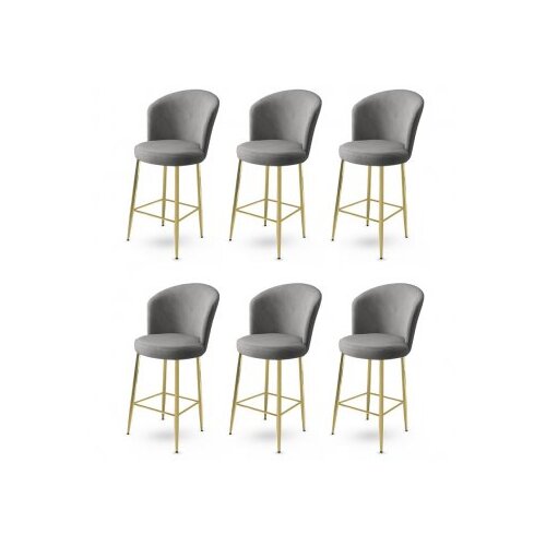 Hanah home set barskih stolica Alte, 6 dijelova, sivo-zlatna Cijene