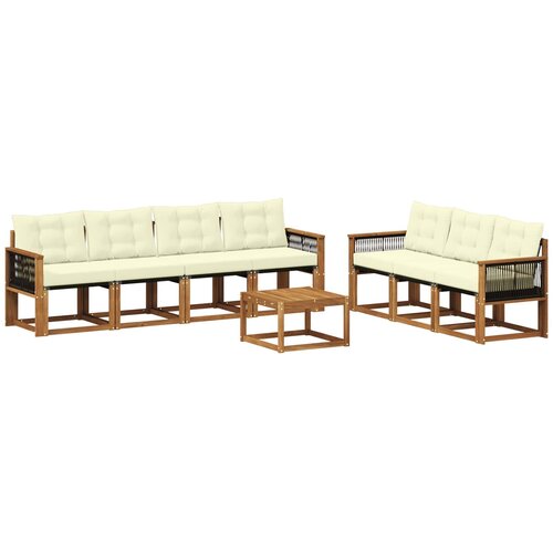 vidaXL Zunanja garnitura za sedenje z blazino 8 pcs Naravna in smetana, (5000272923) Cene