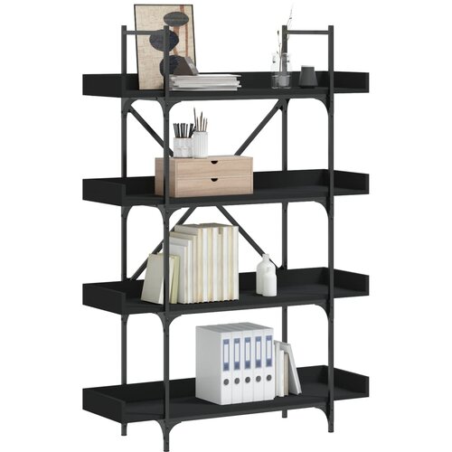  The Living Store Knjižna omara 4-nadstropna črna 100x33x145,5 cm inženirski les - Knjižna Omara, (21503049) Cene