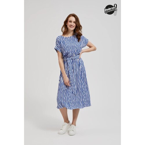 Moodo Women's striped midi dress - navy blue Slike