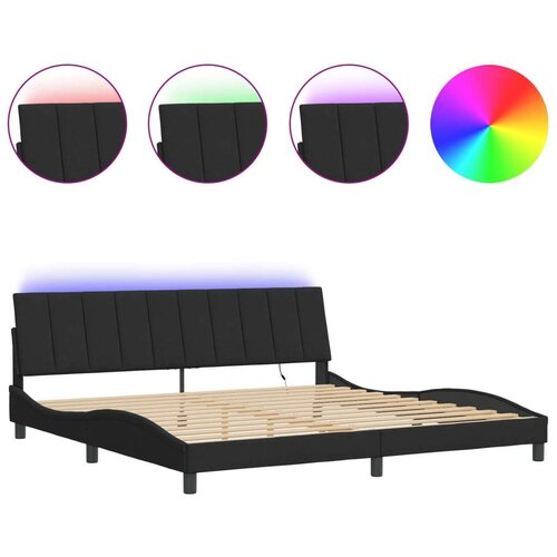  Okvir kreveta s LED svjetlima crni 200 x 200 cm bar&amp;scaron;unasti Slike
