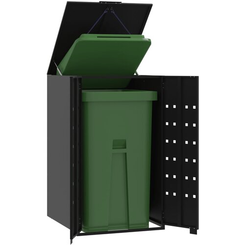 VidaXL Spremi&amp;scaron;te za jednu kantu za otpad crno 69 x 79 x 117 cm čelično Slike
