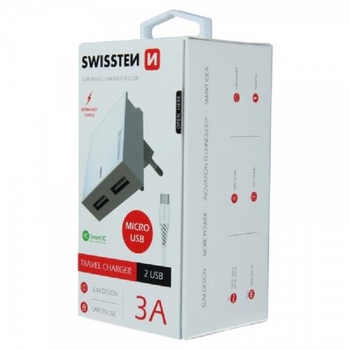 Swissten kućni punjač 3A 2xUsb Micro (Bela) Slike