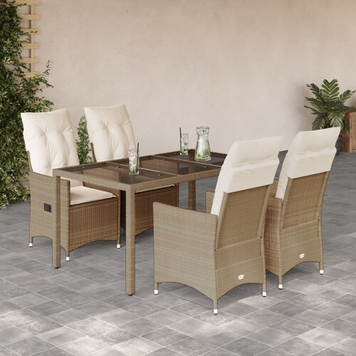  5-dijelni vrtni blagovaonski set od poliratana s jastucima bež 150 x 90 x 75 cm Cene