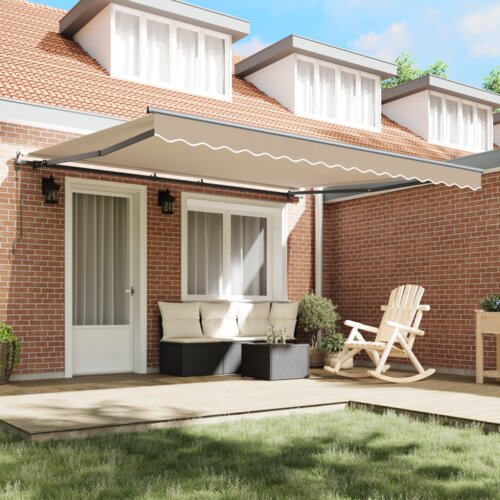 vidaXL avtomatska retraktibilna tenda Bež 400x350 cm, zamenjava platna za okvir 4x3.5 m Bež Cene