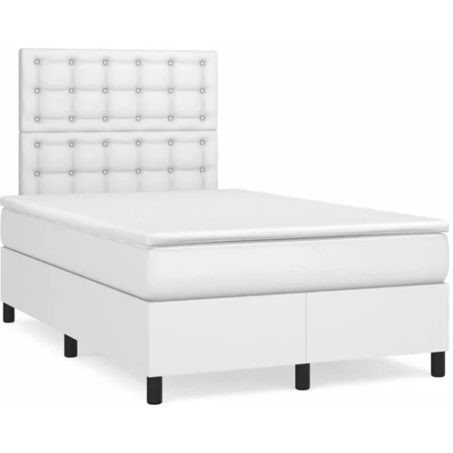  Krevet box spring s madracem bijeli 120x190 cm od umjetne kože