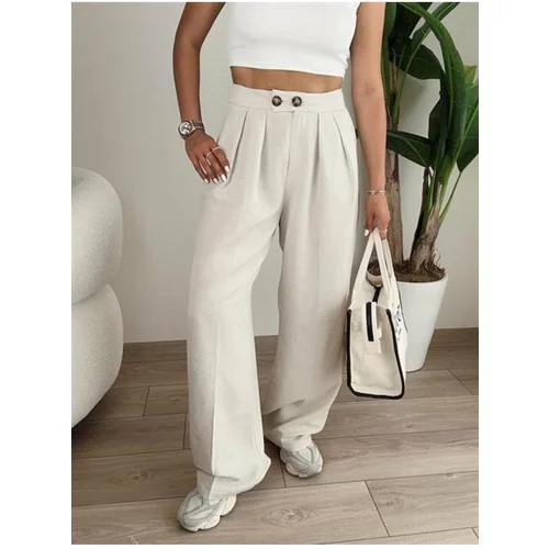 Laluvia Double Buttoned Viscose Linen Trousers
