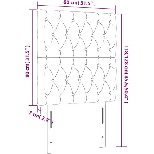  Uzglavlja 2 kom crna 80x7x78/88 cm od tkanine Slike