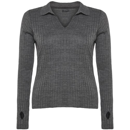 Trendyol Curve Plus Size Sweater - Gray - Fitted Cijene