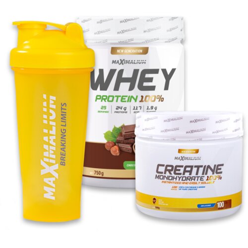 Maximalium Paket &amp;quot;Vojvoda od mi&amp;scaron;ića&amp;quot;, Whey Protein Čoko-le&amp;scaron;nik 750 g + Kreatin monohidrat 500 g + &amp;Scaron;ejker, 0.7 l Slike