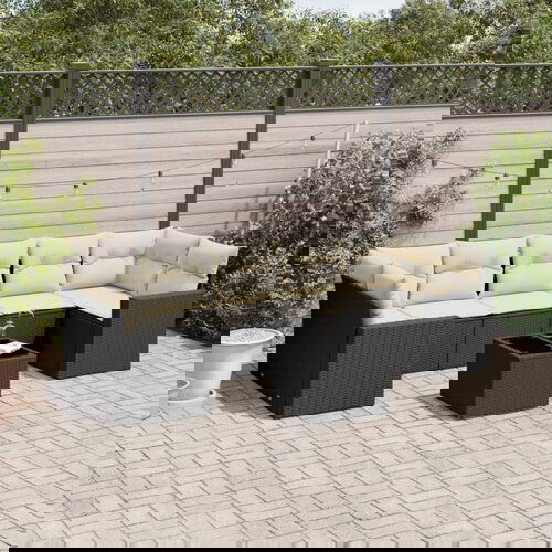 VidaXL 8-dijelni set vrtnih sofa od poliratana s jastucima crni Slike