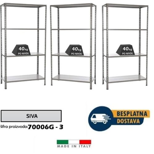  Komplet od 3 police 140x60x30cm, 4x40kg siva Cene
