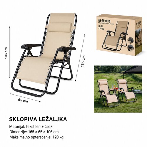 KMT Sklopiva stolica za plažu, Bež Cene