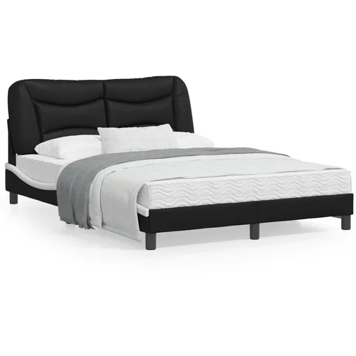 vidaXL Okvir kreveta s uzglavljem crno-bijeli 140x190 cm umjetna koža