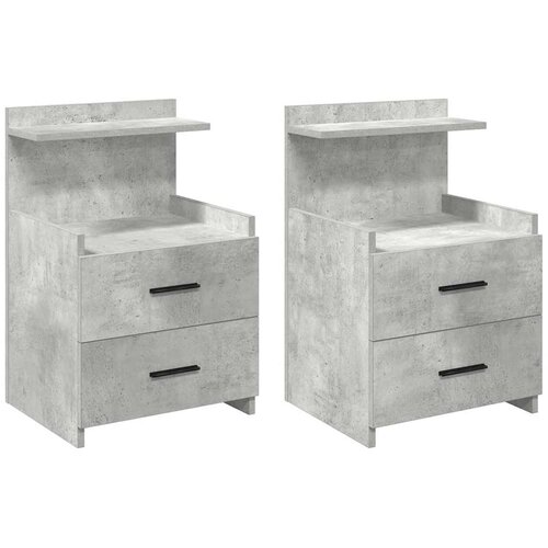 VidaXL Nočne omarice 2 kosa z 2 predaloma betonsko sive 40x36,5x62 cm, (5000044160) Slike