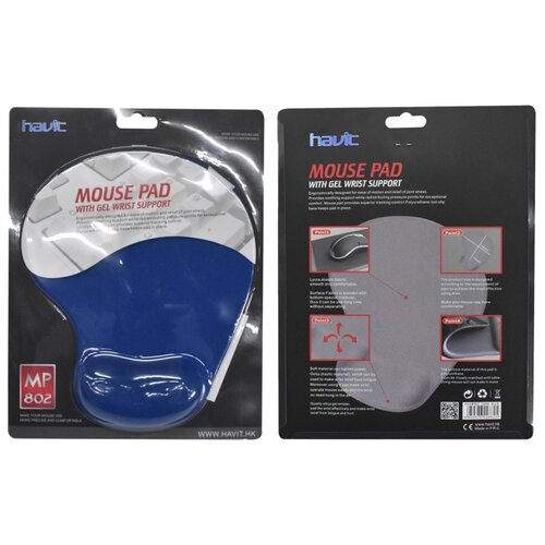 Havit GEL podloga za mi&amp;scaron;ko z naslonom za roko MP802 - Modra Slike