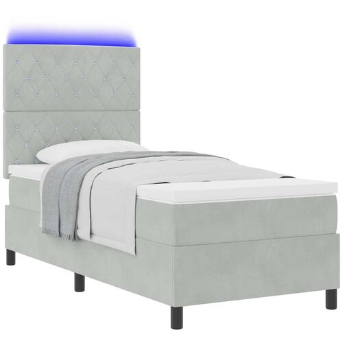 LED Box Spring Krevet Svijetlo siva 90 x 200 cm Bar&amp;scaron;un Slike