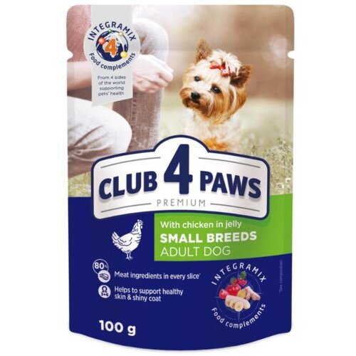 CLUB 4 PAWS sosić za odrasle pse, piletina u želeu, 100g Slike