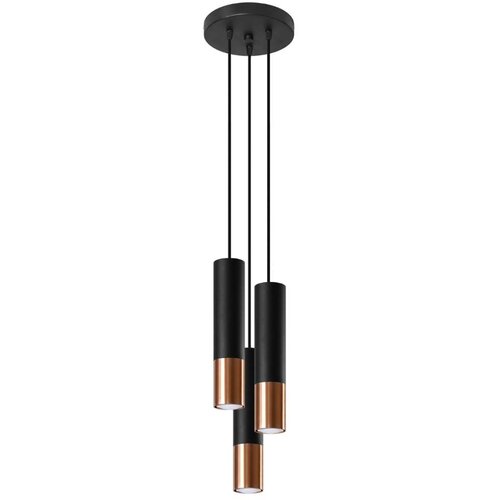  Sollux SL.0949 - Luster na sajli LOOPEZ 3xGU10/10W/230V okrugli, crni/bakarni Cene