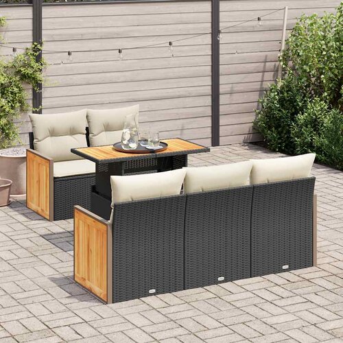  6-dijelni set vrtnih sofa s jastucima crni od poliratana bagrem Cijene