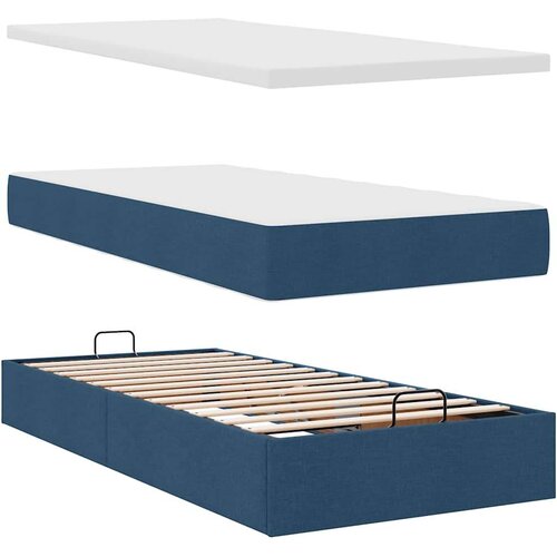  Otomanski okvir kreveta s madracima plavi 200x200cm tkanine Slike