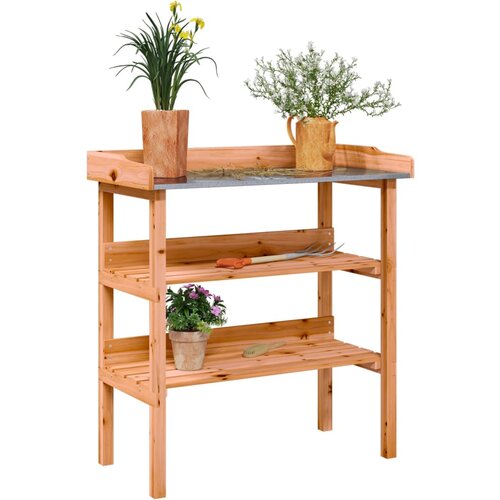 VidaXL Stol za biljke s policama smeđi 78x38x82 5 cm masivna jelovina Slike