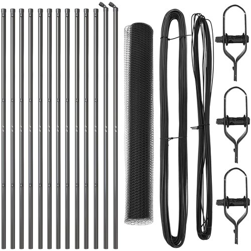 VidaXL Heksagonalna ograda Siva 1.4x25 m Čelik, Ograde postovi 13 kom Siva &amp;Oslash;32 mm 190 cm Galvanizirani čelik Slike