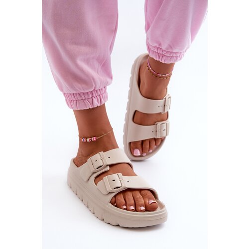 EVENTO Women&amp;#039;s Foam Platform Slides Beige Melorea Slike