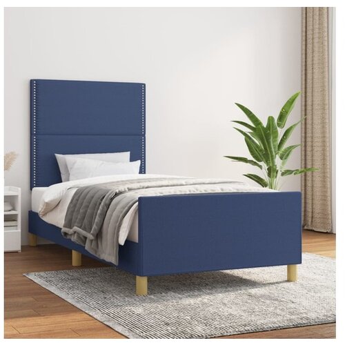 VidaXL Okvir za krevet s uzglavljem plavi 90x190 cm od tkanine Slike