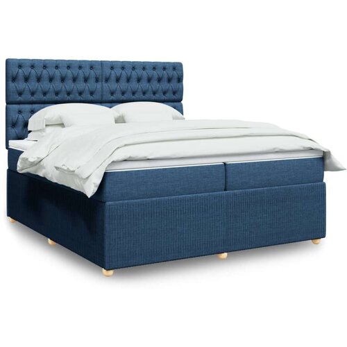 vidaXL Box spring postelja z vzmetnico modra 200x200 cm blago, (21306323) Cene