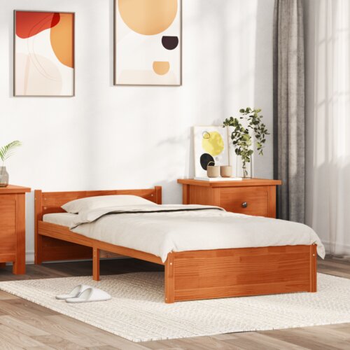  Konstrukcija postelje Voščeno rjava 100 x 200 cm Trdna borovina Cene