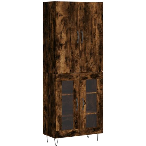  Visoka komoda dimljeni hrast 69,5x34x180 cm konstruiranog drva Slike
