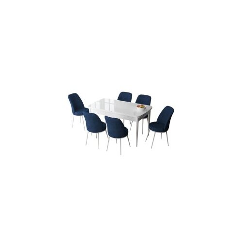 Hanah home set trpezarijski sto i 6 stolica zen white navy blue Cene